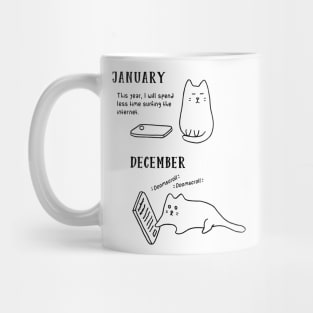 Doomscrolling Cat - New Year’s Resolution (White) Mug